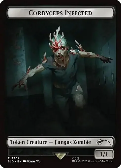 Cordyceps Infected, carta Magic di tipo Token Creature — Fungus Zombie illustrata da Wayne Wu