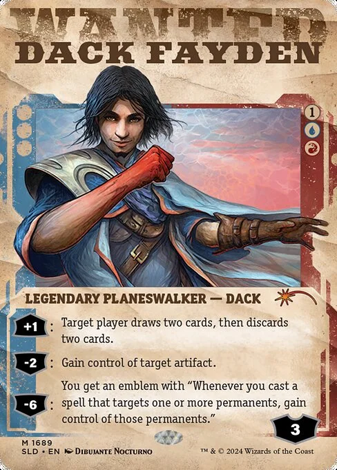 Dack Fayden, carta Magic di tipo Legendary Planeswalker — Dack illustrata da Dibujante Nocturno