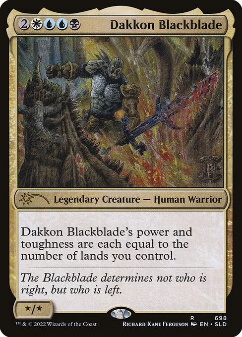 Dakkon Blackblade, carta Magic di tipo Legendary Creature — Human Warrior illustrata da Richard Kane Ferguson