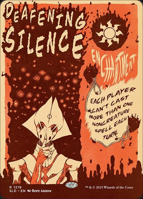 Deafening Silence, carta Magic di tipo Enchantment illustrata da Rope Arrow