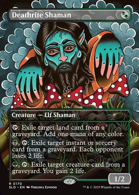 Deathrite Shaman, carta Magic di tipo Creature — Elf Shaman illustrata da Virginia Elwood