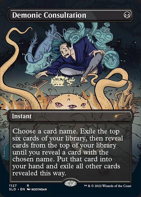 Demonic Consultation, carta Magic di tipo Instant illustrata da kozyndan