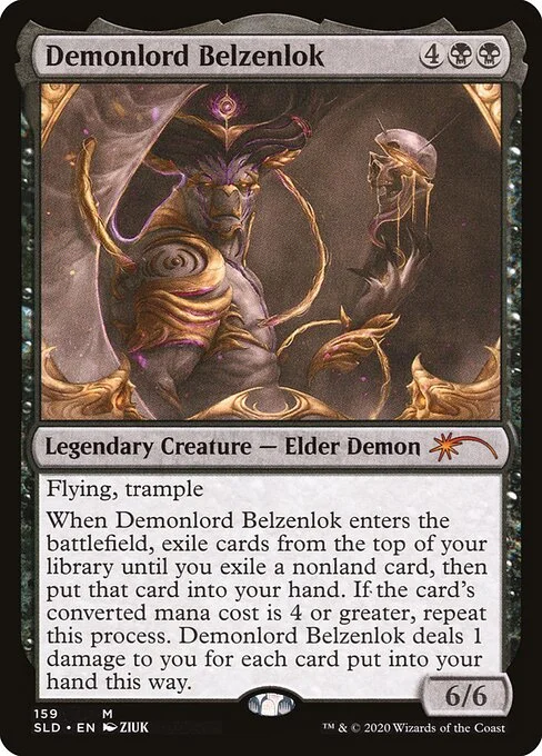 Demonlord Belzenlok, carta Magic di tipo Legendary Creature — Elder Demon illustrata da ZIUK