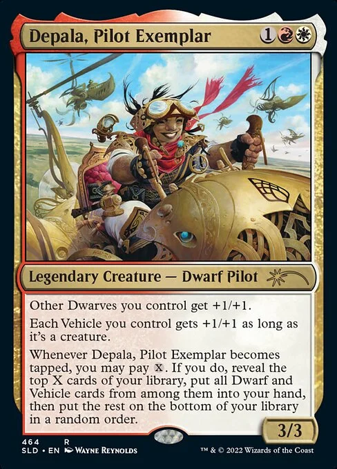 Depala, Pilot Exemplar, carta Magic di tipo Legendary Creature — Dwarf Pilot illustrata da Wayne Reynolds