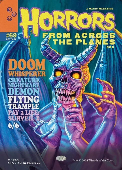 Doom Whisperer, carta Magic di tipo Creature — Nightmare Demon illustrata da Ed Repka