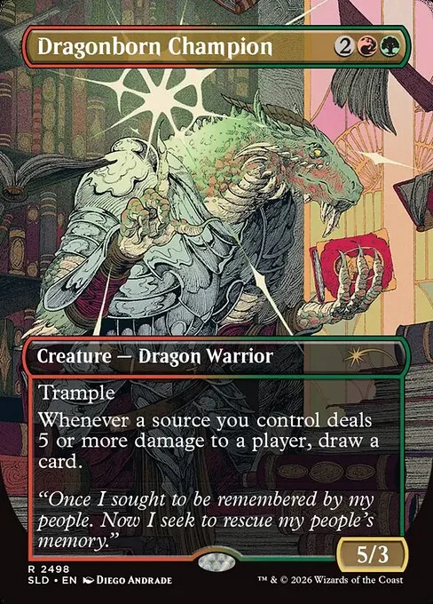Dragonborn Champion, carta Magic di tipo Creature — Dragon Warrior illustrata da Diego Andrade