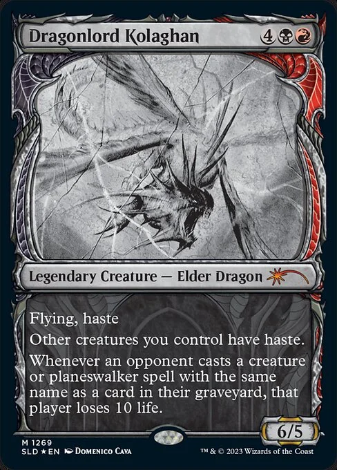 Dragonlord Kolaghan, carta Magic di tipo Legendary Creature — Elder Dragon illustrata da Domenico Cava