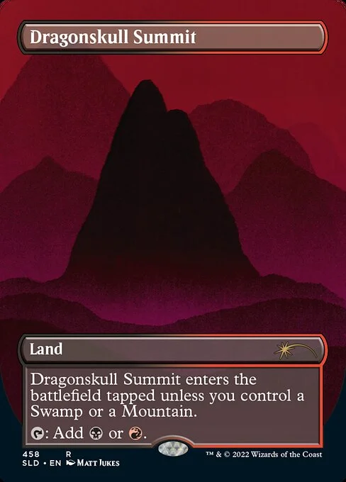 Dragonskull Summit, carta Magic di tipo Land illustrata da Matt Jukes
