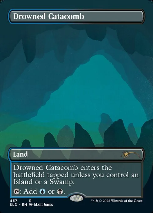 Drowned Catacomb, carta Magic di tipo Land illustrata da Matt Jukes