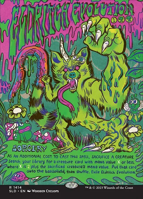 Eldritch Evolution, carta Magic di tipo Sorcery illustrata da Wooden Cyclops