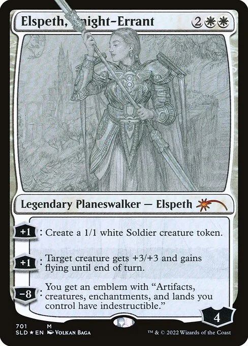 Elspeth, Knight-Errant, carta Magic di tipo Legendary Planeswalker — Elspeth illustrata da Volkan Baǵa