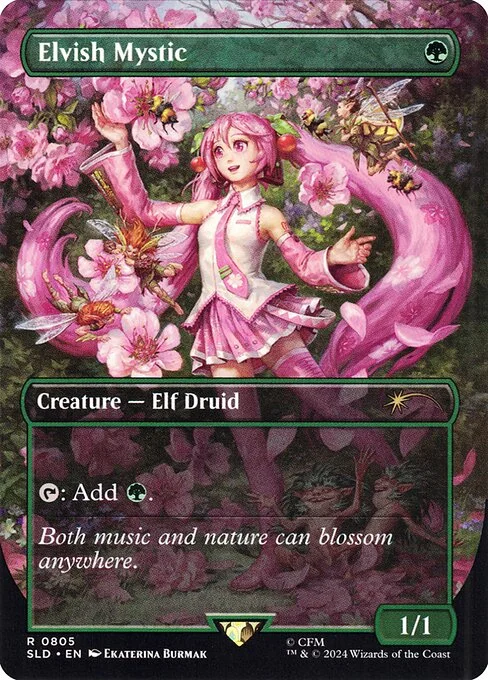 Elvish Mystic, carta Magic di tipo Creature — Elf Druid illustrata da Ekaterina Burmak
