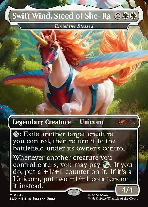 Emiel the Blessed, carta Magic di tipo Legendary Creature — Unicorn illustrata da Justyna Dura