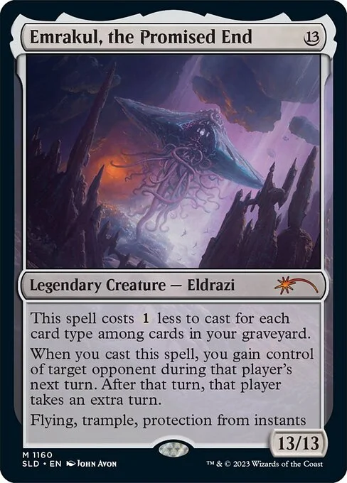 Emrakul, the Promised End, carta Magic di tipo Legendary Creature — Eldrazi illustrata da John Avon