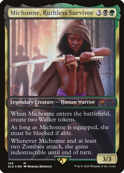 Enkira, Hostile Scavenger, carta Magic di tipo Legendary Creature — Human Warrior illustrata da Romana Kendelic