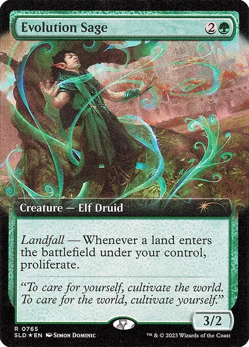 Evolution Sage, carta Magic di tipo Creature — Elf Druid illustrata da Simon Dominic