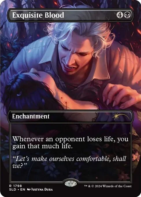 Exquisite Blood, carta Magic di tipo Enchantment illustrata da Justyna Dura