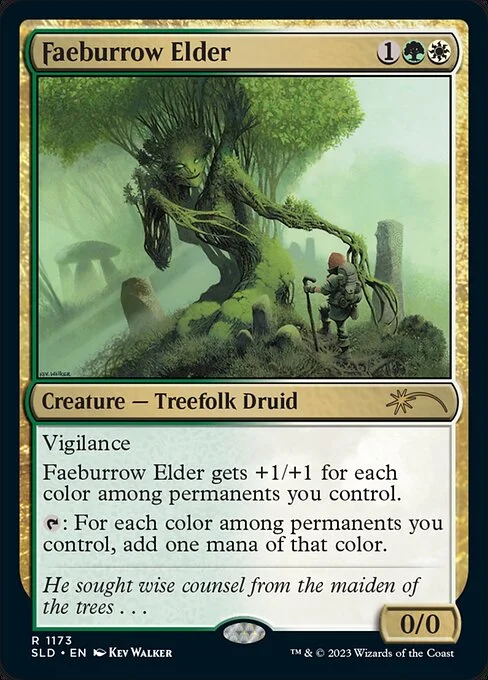 Faeburrow Elder, carta Magic di tipo Creature — Treefolk Druid illustrata da Kev Walker