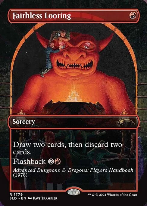 Faithless Looting, carta Magic di tipo Sorcery illustrata da Dave Trampier