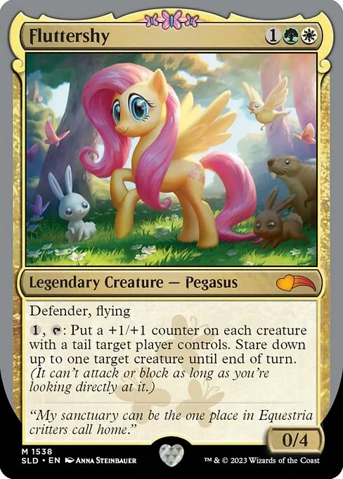 Fluttershy, carta Magic di tipo Legendary Creature — Pegasus illustrata da Anna Steinbauer