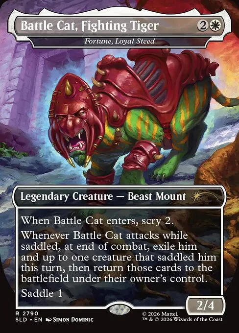 Fortune, Loyal Steed, carta Magic di tipo Legendary Creature — Beast Mount illustrata da Simon Dominic