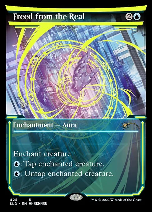 Freed from the Real, carta Magic di tipo Enchantment — Aura illustrata da SENNSU