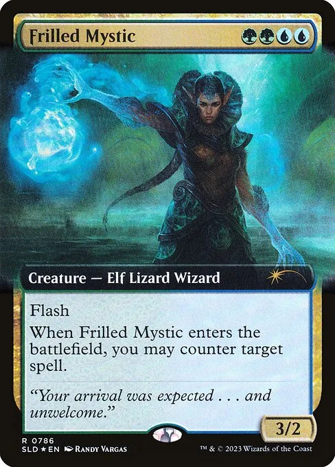 Frilled Mystic, carta Magic di tipo Creature — Elf Lizard Wizard illustrata da Randy Vargas