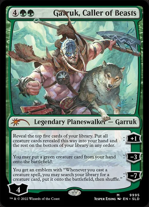 Garruk, Caller of Beasts, carta Magic di tipo Legendary Planeswalker — Garruk illustrata da Jesper Ejsing