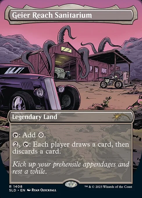Geier Reach Sanitarium, carta Magic di tipo Legendary Land illustrata da Ryan Roadkill
