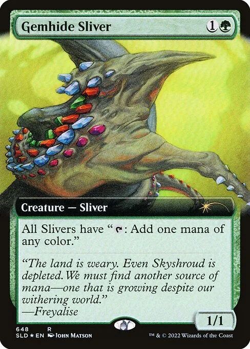 Gemhide Sliver, carta Magic di tipo Creature — Sliver illustrata da John Matson