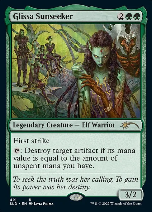 Glissa Sunseeker, carta Magic di tipo Legendary Creature — Elf Warrior illustrata da Livia Prima