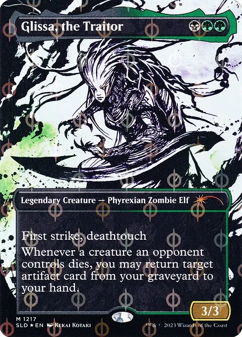 Glissa, the Traitor, carta Magic di tipo Legendary Creature — Phyrexian Zombie Elf illustrata da Kekai Kotaki