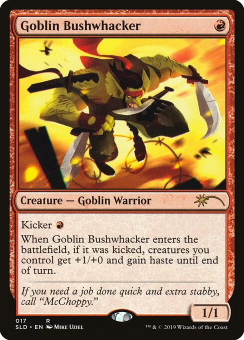Goblin Bushwhacker, carta Magic di tipo Creature — Goblin Warrior illustrata da Mike Uziel