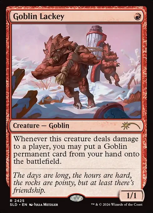 Goblin Lackey, carta Magic di tipo Creature — Goblin illustrata da Julia Metzger