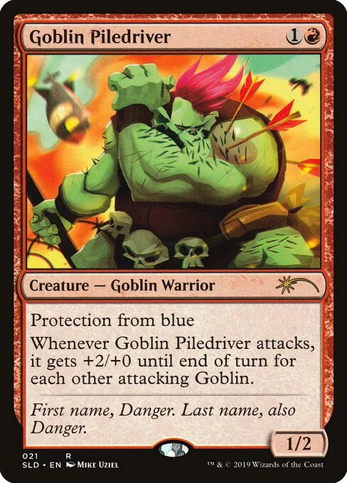 Goblin Piledriver, carta Magic di tipo Creature — Goblin Warrior illustrata da Mike Uziel