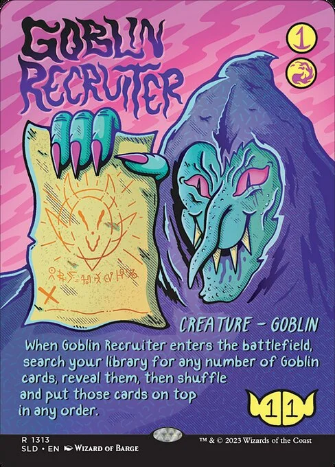 Goblin Recruiter, carta Magic di tipo Creature — Goblin illustrata da Wizard of Barge