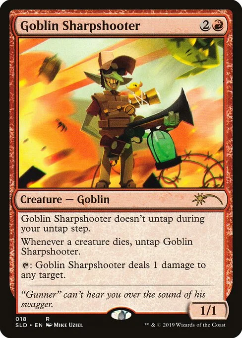 Goblin Sharpshooter, carta Magic di tipo Creature — Goblin illustrata da Mike Uziel