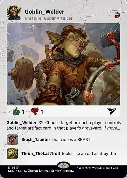 Goblin Welder, carta Magic di tipo Creature — Goblin Artificer illustrata da Zoltan Boros & Scott Okumura