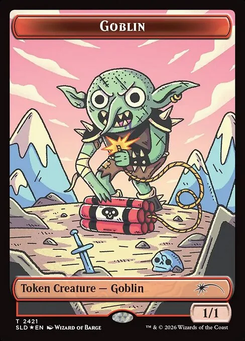 Goblin, carta Magic di tipo Token Creature — Goblin illustrata da Wizard of Barge