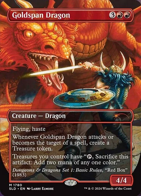 Goldspan Dragon, carta Magic di tipo Creature — Dragon illustrata da Larry Elmore