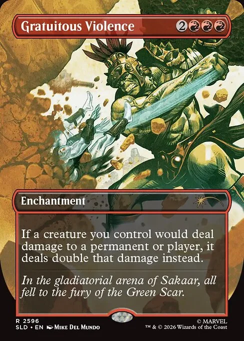 Gratuitous Violence, carta Magic di tipo Enchantment illustrata da Mike Del Mundo
