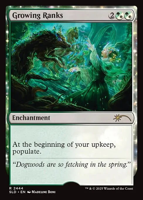 Growing Ranks, carta Magic di tipo Enchantment illustrata da Madeline Boni