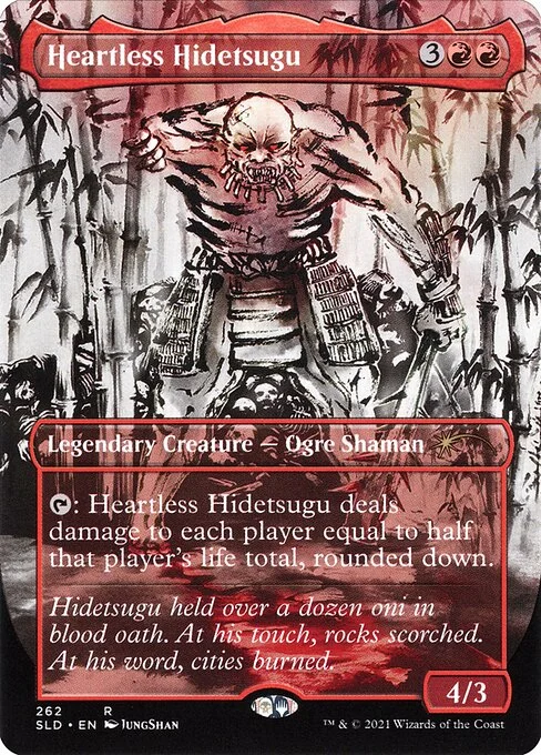 Heartless Hidetsugu, carta Magic di tipo Legendary Creature — Ogre Shaman illustrata da JungShan