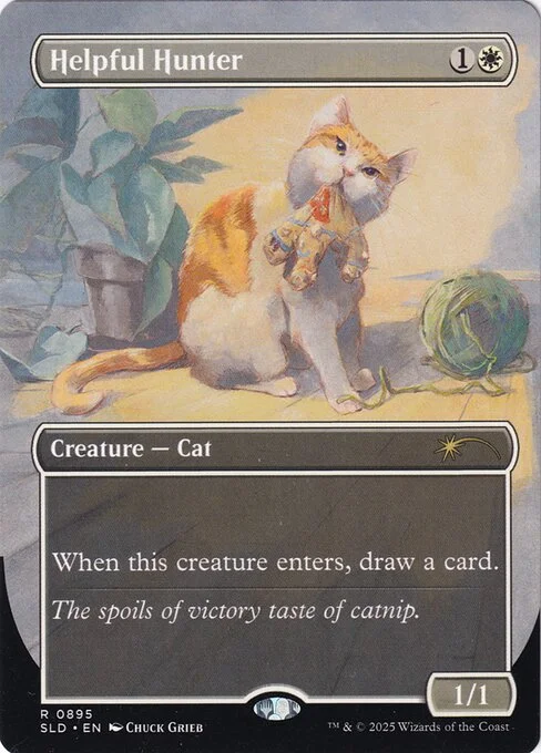 Helpful Hunter, carta Magic di tipo Creature — Cat illustrata da Chuck Grieb