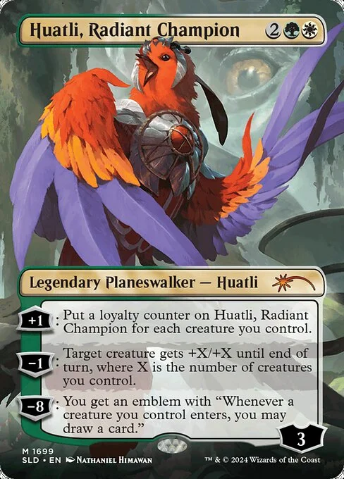 Huatli, Radiant Champion, carta Magic di tipo Legendary Planeswalker — Huatli illustrata da Nathaniel Himawan