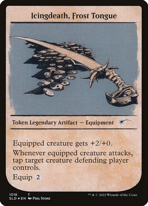 Icingdeath, Frost Tongue, carta Magic di tipo Token Legendary Artifact — Equipment illustrata da Phil Stone