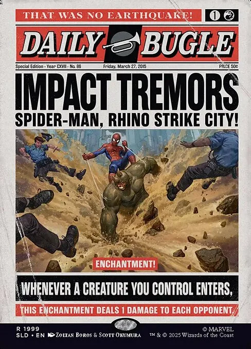 Impact Tremors, carta Magic di tipo Enchantment illustrata da Zoltan Boros & Scott Okumura