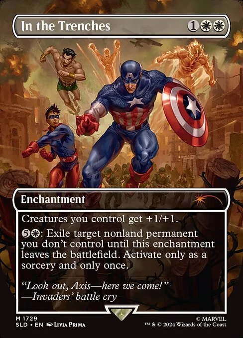 In the Trenches, carta Magic di tipo Enchantment illustrata da Livia Prima