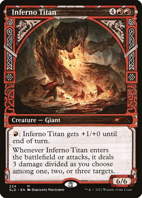 Inferno Titan, carta Magic di tipo Creature — Giant illustrata da Dibujante Nocturno