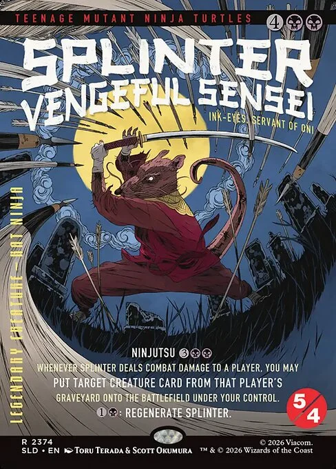 Ink-Eyes, Servant of Oni, carta Magic di tipo Legendary Creature — Rat Ninja illustrata da Toru Terada & Scott Okumura
